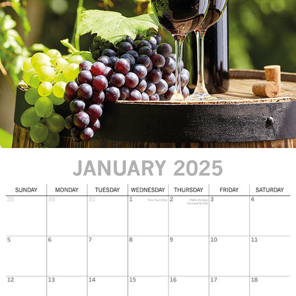 Wine 2025 Square Wall Calendar Food 16 Month Premium Planner Xmas New Year Gift.
