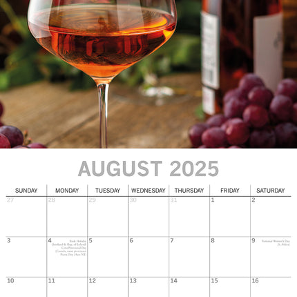 Wine 2025 Square Wall Calendar Food 16 Month Premium Planner Xmas New Year Gift.