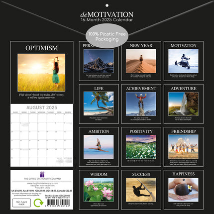 Demotivation - 2025 Square Wall Calendar 16 Months Premium Planner New Year Gift.