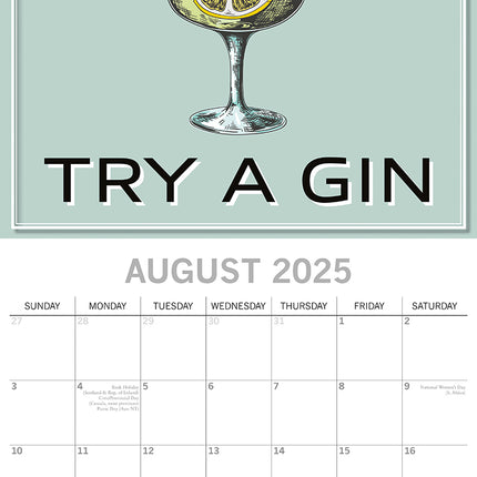 Gin - 2025 Square Wall Calendar 16-Month Premium Planner Christmas New Year Gift.