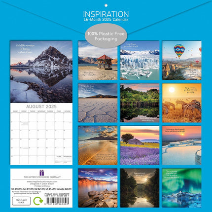 Inspiration - 2025 Square Wall Calendar 16 Months New Year Premium Planner Gift.