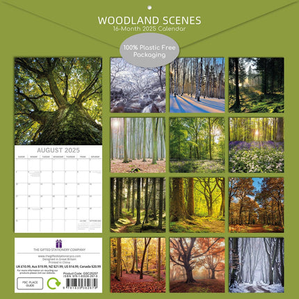 Woodland Scenes 2025 Square Wall Calendar 16 Months New Year Xmas Planner Gift.