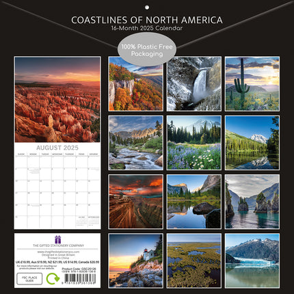 National Parks USA - 2025 Square Wall Calendar 16 Months New Year Planner Gift.