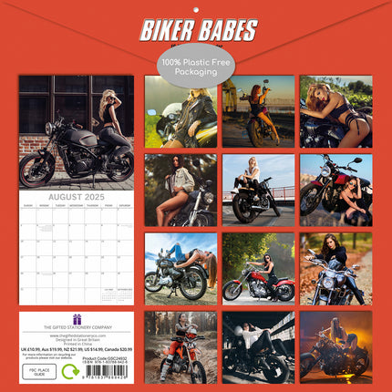 Biker Babes 2025 Square Wall Calendar 16 Months Christmas New Year Planner Gift.