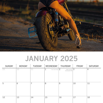 Biker Babes 2025 Square Wall Calendar 16 Months Christmas New Year Planner Gift.