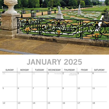 Great Gardens of England 2025 Square Wall Calendar 16Month New Year Planner Gift.