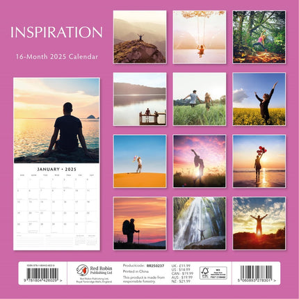 Inspiration 2025 Square Wall Calendar Mindfulness 16 Months Premium Planner Gift.