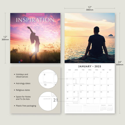 Inspiration 2025 Square Wall Calendar Mindfulness 16 Months Premium Planner Gift.
