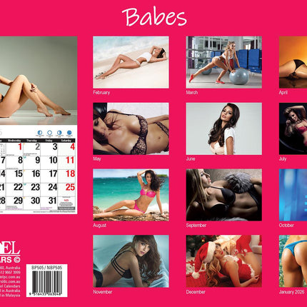 Babes 2025 Rectangle Wall Calendar 16 Months Planner Gorgeous Women Photos Gift.