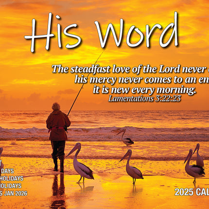His Word - 2025 Rectangle Wall Calendar 13 Months Inspirational Bible Verses.