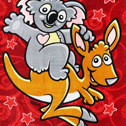 100% Cotton Australian Souvenir Aussie Kangaroos Flag Soft Beach Bath Towel Gift, Australia Kangaroos & Koalas.