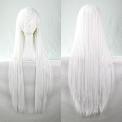 New 80cm Straight Sleek Long Full Hair Wigs w Side Bangs Cosplay Costume Womens, Light Purple.