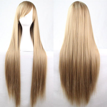 New 80cm Straight Sleek Long Full Hair Wigs w Side Bangs Cosplay Costume Womens, Dusty Pink.