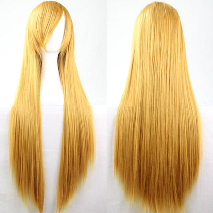 New 80cm Straight Sleek Long Full Hair Wigs w Side Bangs Cosplay Costume Womens, Dusty Pink.