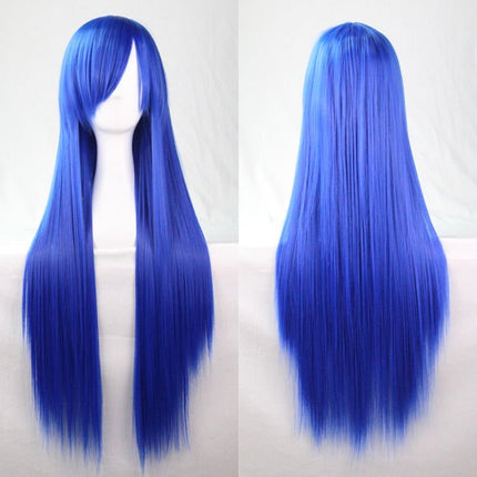 New 80cm Straight Sleek Long Full Hair Wigs w Side Bangs Cosplay Costume Womens, Red.