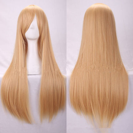 New 80cm Straight Sleek Long Full Hair Wigs w Side Bangs Cosplay Costume Womens, Aqua.