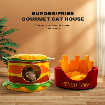 Washable Fries Pet Dog Cat Ded Calming Bed Warm Soft.