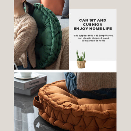 Luxury Round Pouf Tatami Cushion Meditation Floor Mat with Handle.