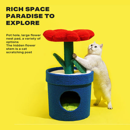 Rich Flower Cat Tree with Scratcher Pole Cat Tower with Hidaway Cat Bed Furbulous Cat Tree.