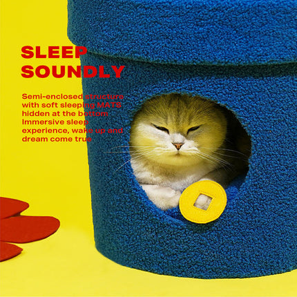 Rich Flower Cat Tree with Scratcher Pole Cat Tower with Hidaway Cat Bed Furbulous Cat Tree.