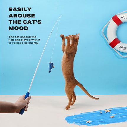 Fishing Rod Tease Cat Stick Cat Supplies Mobile Toy Set.