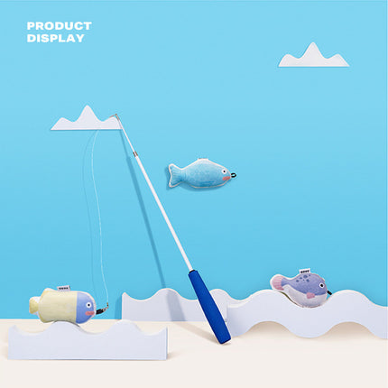 Fishing Rod Tease Cat Stick Cat Supplies Mobile Toy Set.