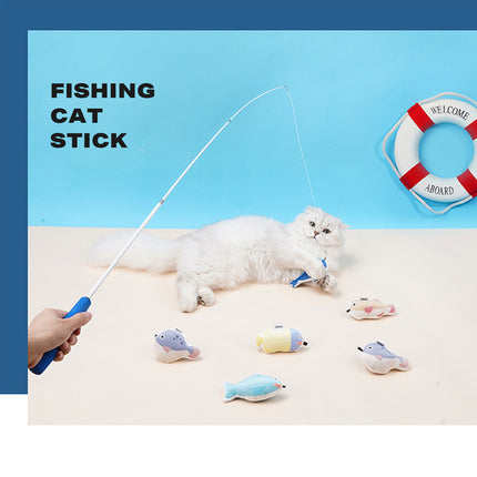 Fishing Rod Tease Cat Stick Cat Supplies Mobile Toy Set.