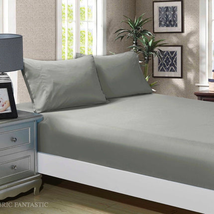 1000TC Ultra Soft Fitted Sheet & 2 Pillowcases Set - King Size Bed - Grey.