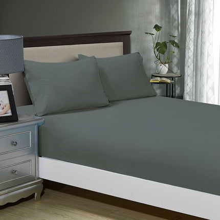 1000TC Ultra Soft Fitted Sheet & 2 Pillowcases Set - King Size Bed - Charcoal.