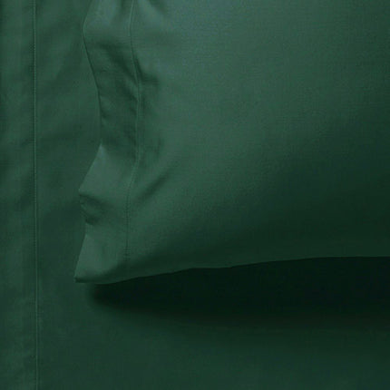 1000TC Ultra Soft Fitted Sheet & 2 Pillowcases Set - King Size Bed - Dark Green.