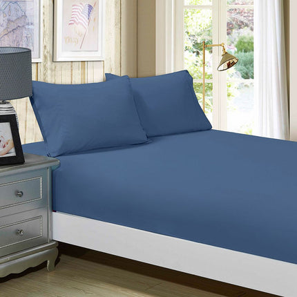 1000TC Ultra Soft Fitted Sheet & 2 Pillowcases Set - King Size Bed - Greyish Blue.