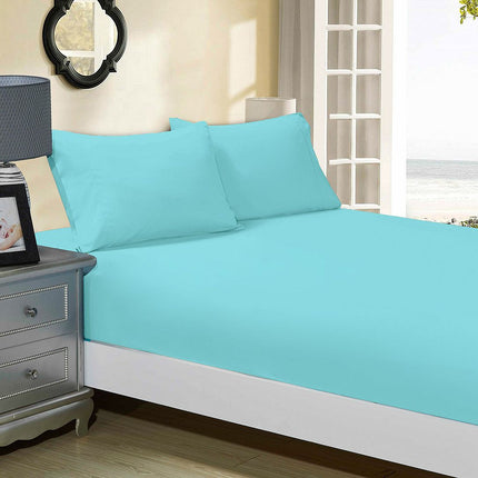 1000TC Ultra Soft Fitted Sheet & 2 Pillowcases Set - King Size Bed - Aqua.