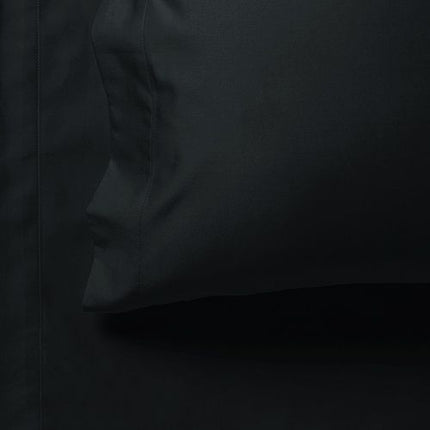 1000TC Ultra Soft King Size Bed Black Flat & Fitted Sheet Set.