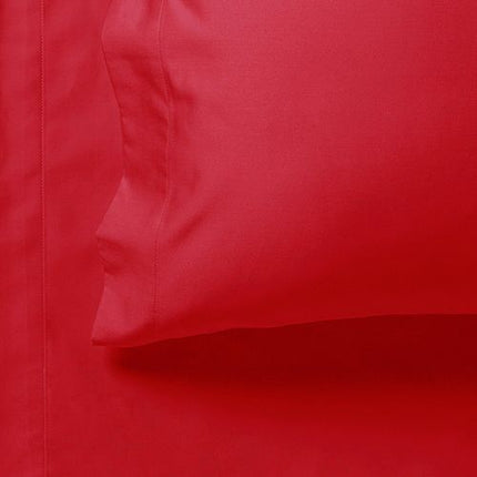 1000TC Ultra Soft King Single Size Bed Red Flat & Fitted Sheet Set.