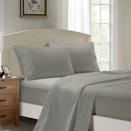 1000TC Ultra Soft King Single Size Bed Grey Flat & Fitted Sheet Set.