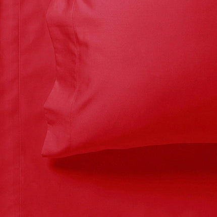 1000TC Ultra Soft Fitted Sheet & 2 Pillowcases Set - Queen Size Bed - Red.