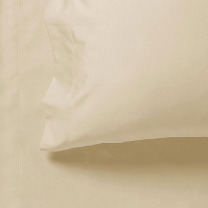 1000TC Ultra Soft Fitted Sheet & 2 Pillowcases Set - Queen Size Bed - Beige.