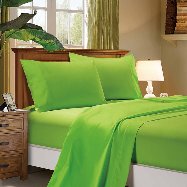 1000TC Ultra Soft Queen Size Bed Green Flat & Fitted Sheet Set.