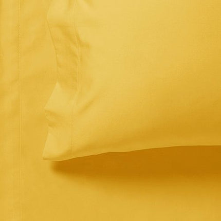 1000TC Ultra Soft Queen Size Bed Yellow Flat & Fitted Sheet Set.