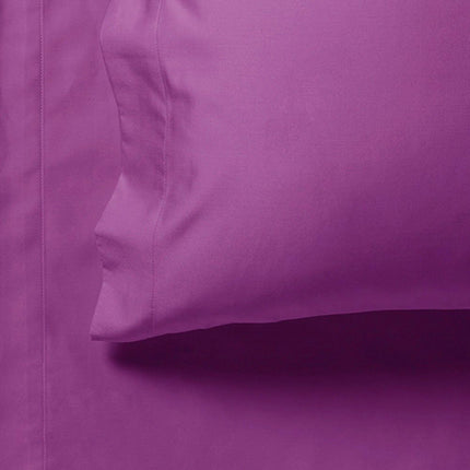 1000TC Ultra Soft Fitted Sheet & 2 Pillowcases Set - Super King Size Bed - Purple.