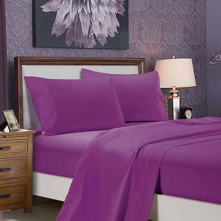 1000TC Ultra Soft Super King Size Bed Purple Flat & Fitted Sheet Set.