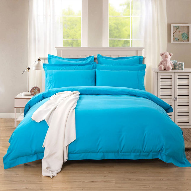 1000TC Tailored Double Size Light Blue Duvet Quilt Cover Set.