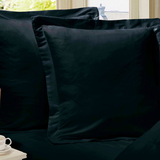 1000TC Premium Ultra Soft European Pillowcases 2-Pack Black.