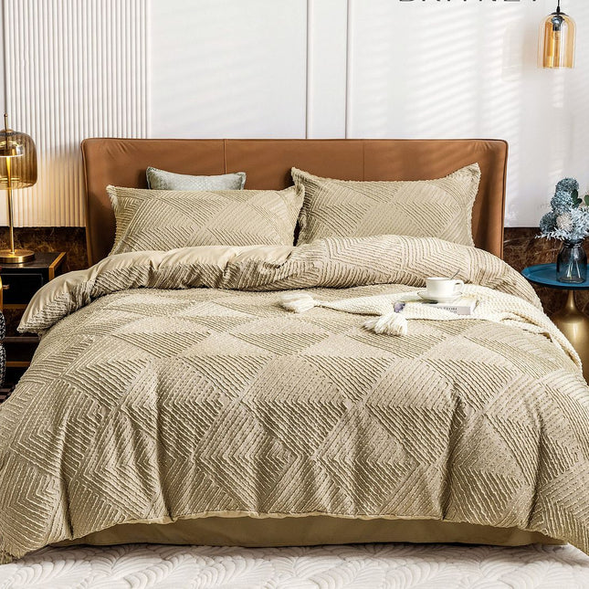 Tufted Textured Jacquard Quilt Cover Set - Queen Size.