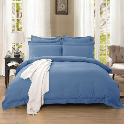 1000TC Tailored King Size Quilt/Duvet Cover Set - Greyish Blue.