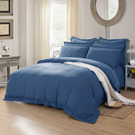 1000TC Tailored King Size Quilt/Duvet Cover Set - Greyish Blue.