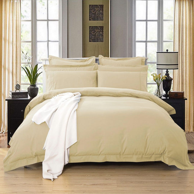 1000TC Tailored King Size Yellow Cream Duvet Quilt Cover Set.