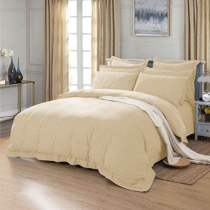 1000TC Tailored King Size Yellow Cream Duvet Quilt Cover Set.