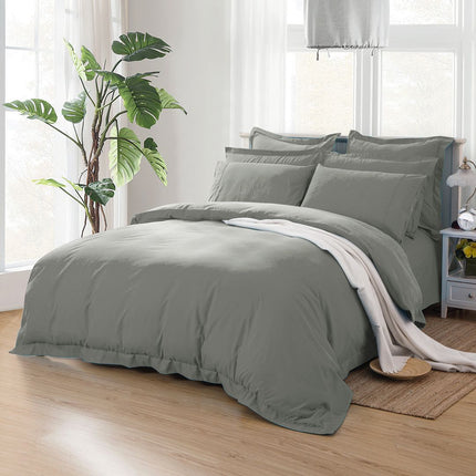 1000TC Tailored King Single Size Grey Duvet Quilt Cover Set.