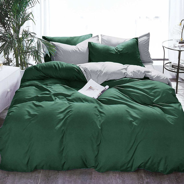 1000TC Reversible King Size Green and Grey Duvet Quilt Cover Set.